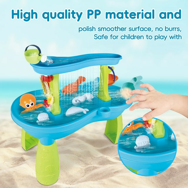 KOPPOP Splash Pond Toddler Water Table, Outdoor Kids Water Sensory Table, 8Pcs Water Toy Accessories