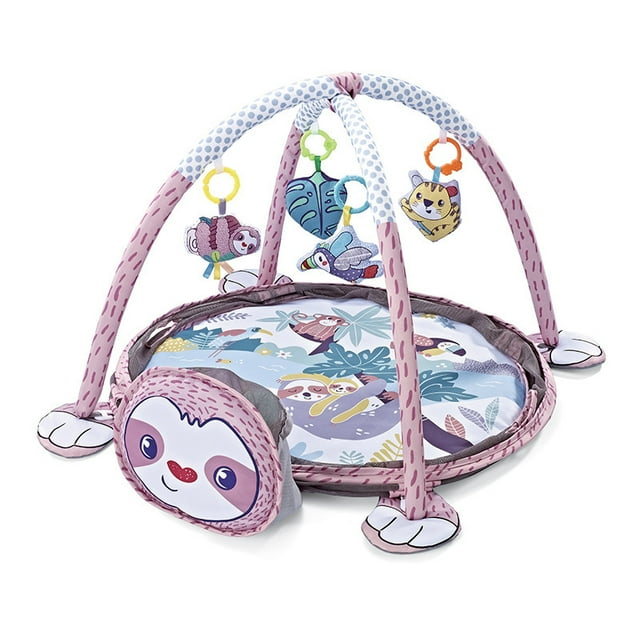 KOPPOP 3-in-1 Baby Activity Gym, Infant Playmat Ball Pit with 4 Toys, Detachable Arch, Protective Mesh, Ocean Ball, Sloth Storage Bag, Baby Floor Mat for Newborn Toddlers