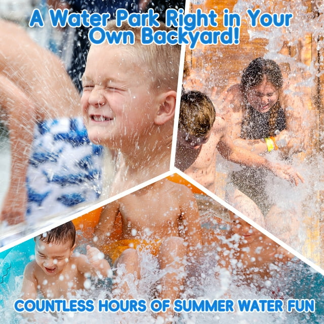 KOPPOP 25 FT Water Slide ,Summer Lawn Water Slide for kids ,Heavy Duty Slip Waterslides Water Toy with Sprinkler and 1 Bodyboards for Backyard Outdoor Water Play Fun
