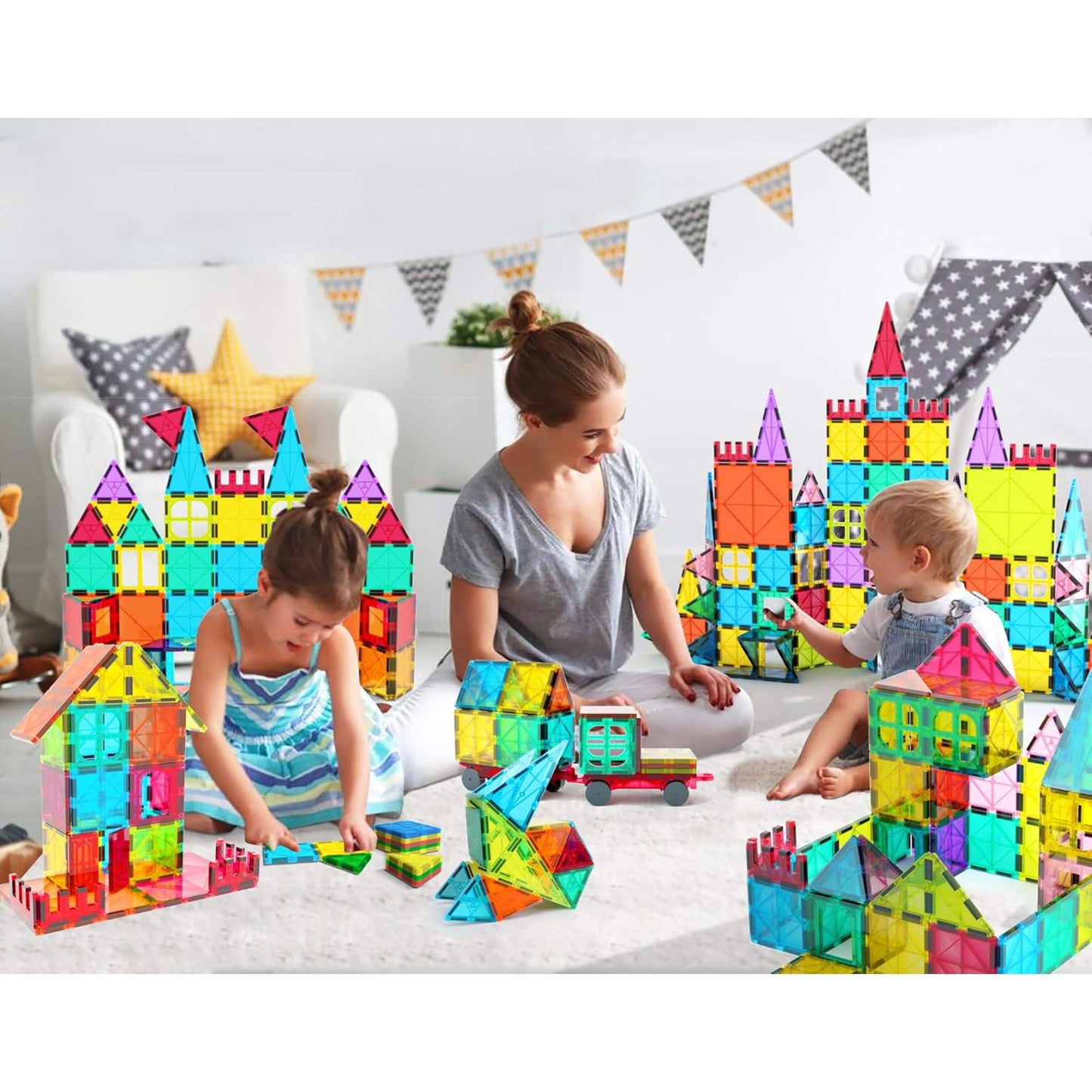 KOPPOP Colorful Magnetic Blocks for Kids, Tiles-70 Pieces, Educational Toys, STEM Preschool Toys, Gifts for Kids Age 3+