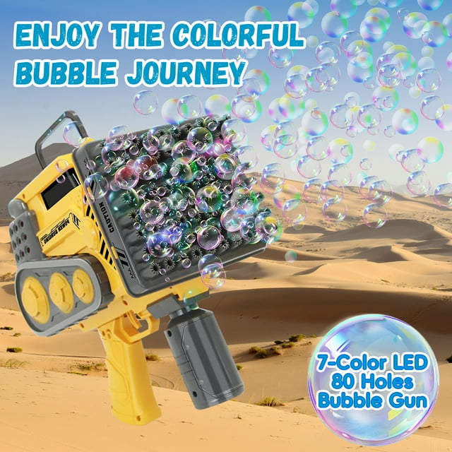 Bubble Machine Gun, 80 Holes Bubbles Gun Kids Toys for Boys Girls Age 3 4 5 6 7 8 9 10 11 12 Year Old