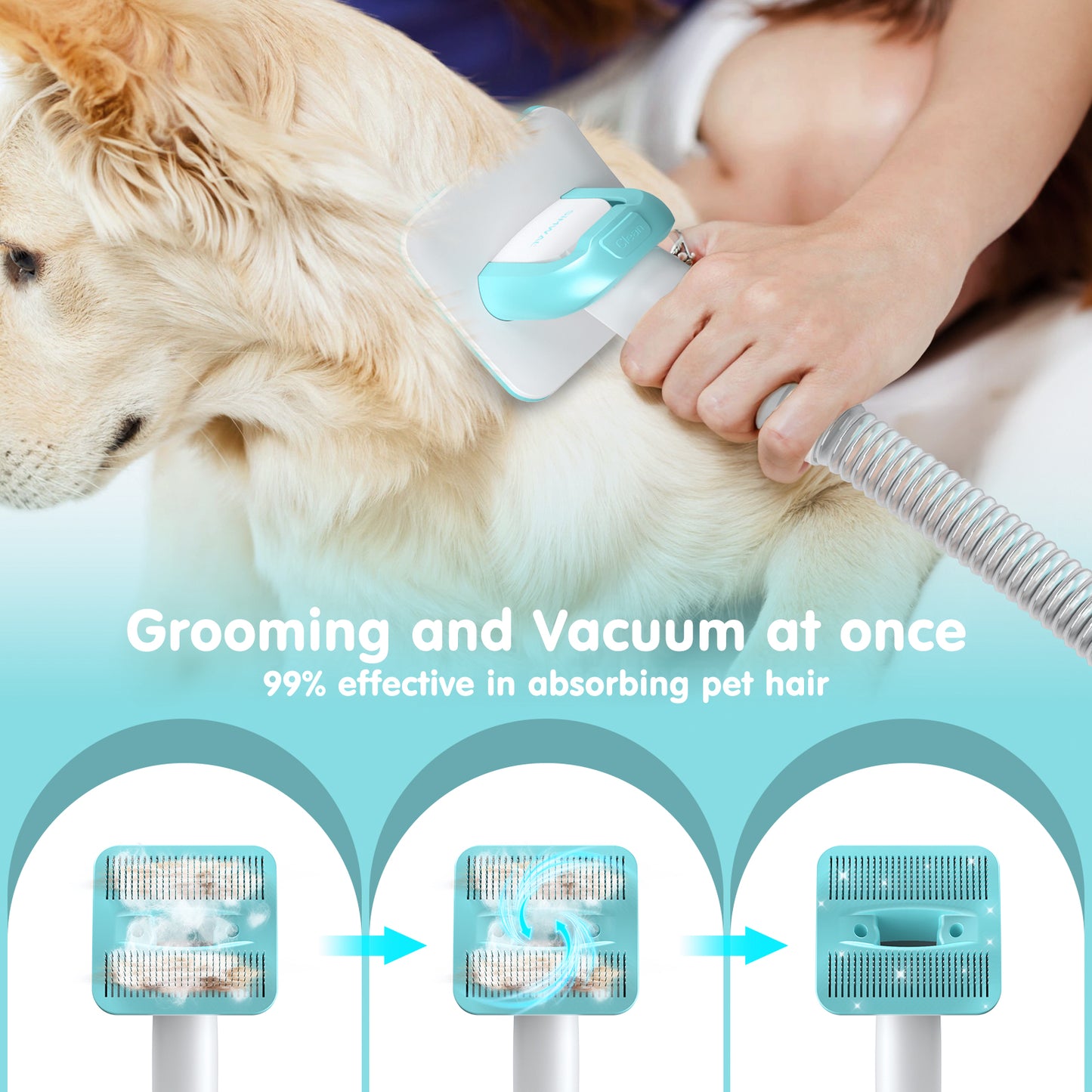 Dog Grooming Kit Vacuum, 6 in 1 Pet Grooming Vacuum, 11KPA Dog Clippers for Grooming, Dog Vacuum for Shedding Grooming, Suction 99% Dog Hair, Low Noise Pet Vacuum Grooming Kit for Dog Cat