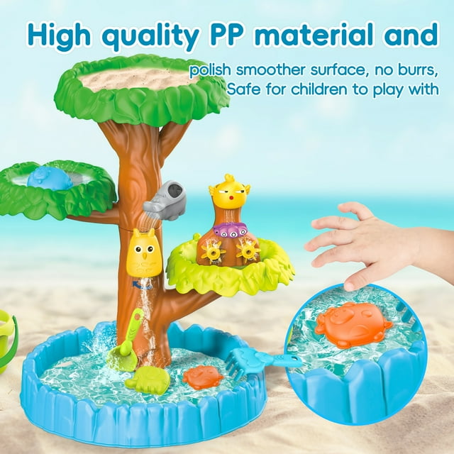 YoYfun Sand Water Table for Toddlers, Sand and Water Play Tree, Summer Activity Sensory Tables Outside Beach Toys for Toddler Boys Girls Age 1-3 3-5 Gift