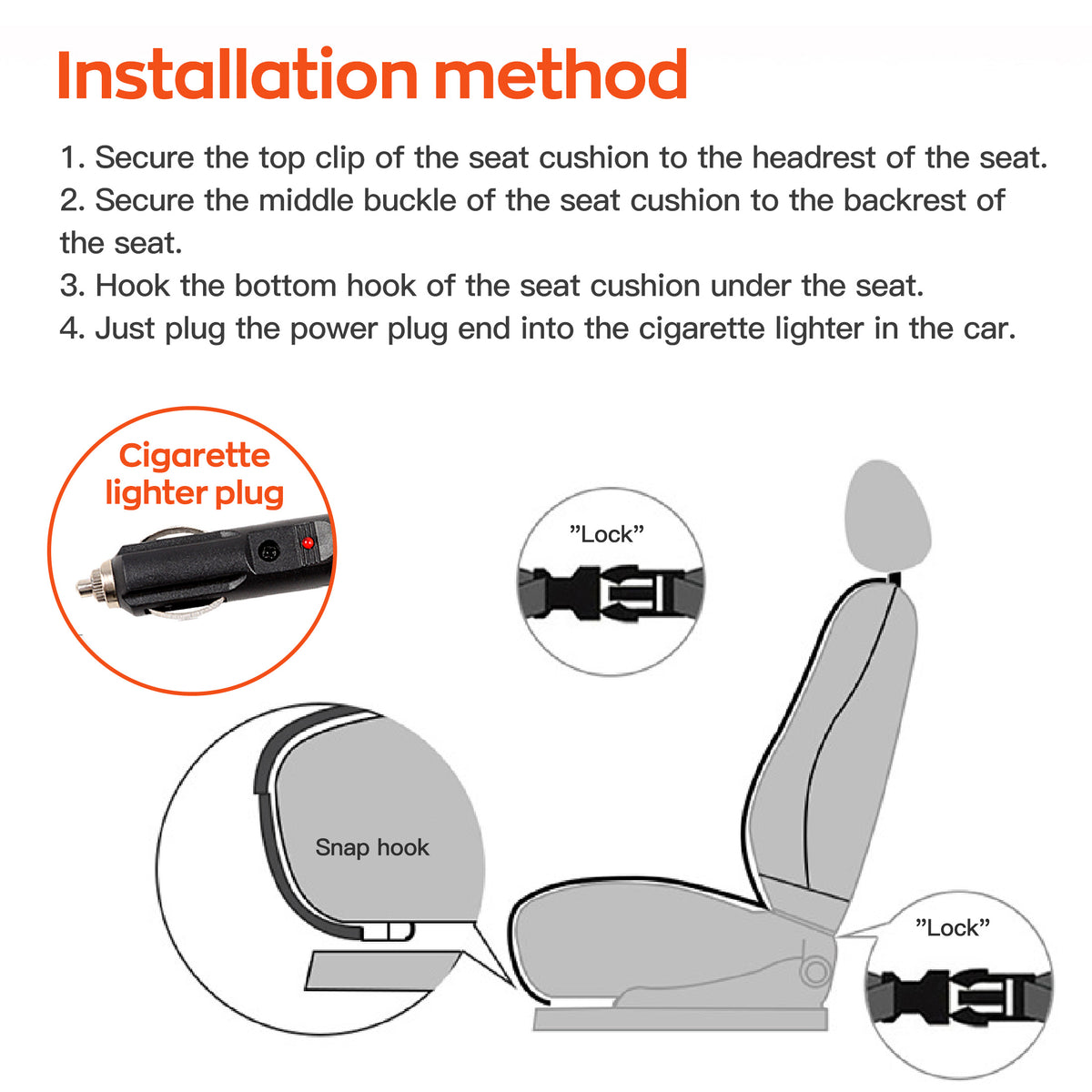 EVLIVE Car Seat Heater, Adjustable Temperature, Portable Seat Cushion 12V Universal, Fits All Vehicles