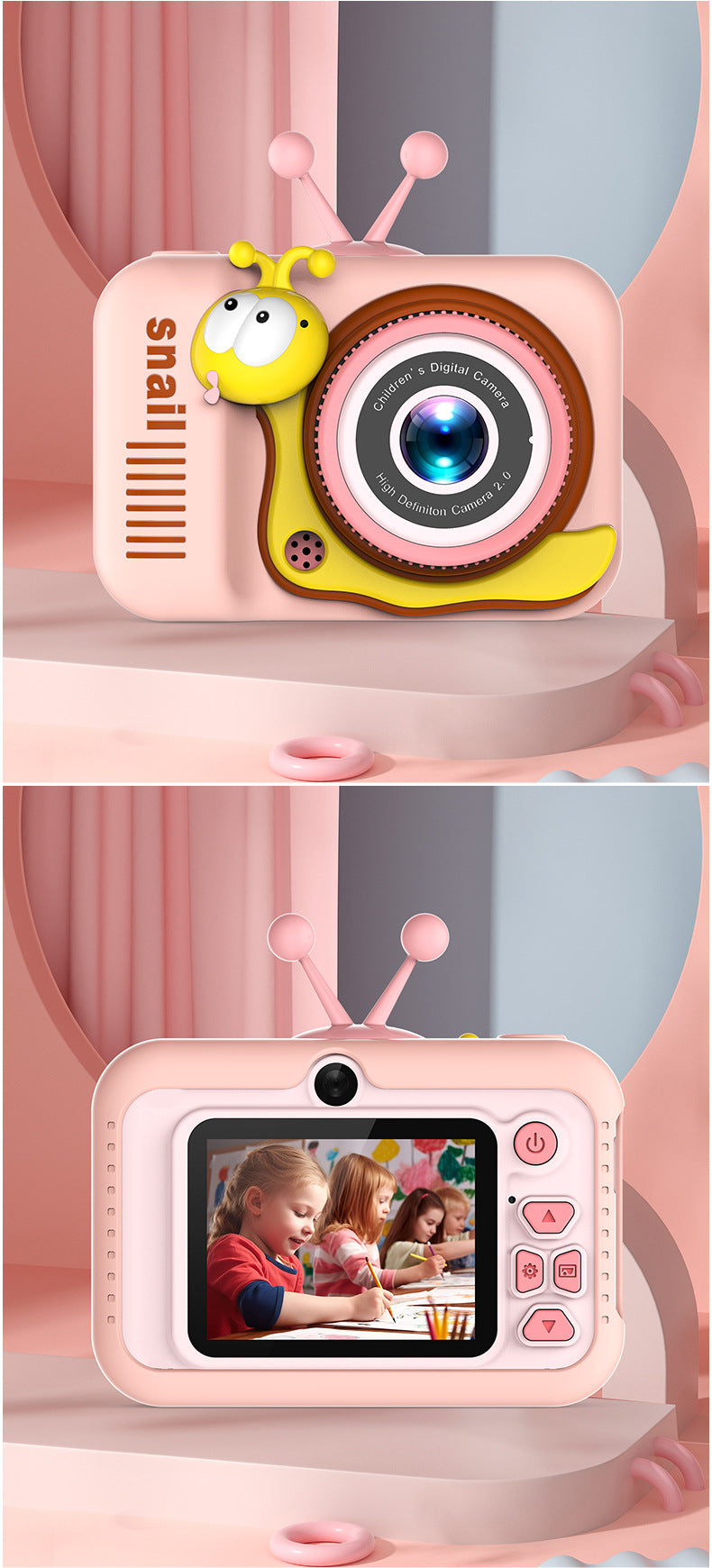 Hioha Kids Camera, Mini Selfie Camera for Christmas Birthday Gifts , Video Recorder 1080P IPS 2” Screen Fit for Girls Age 5-12 (Pink)