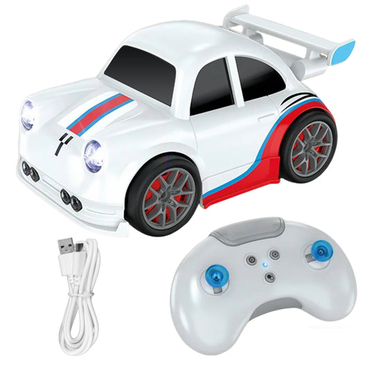 KOPPOP 1:24 Scale Remote Control Drift Car, 3 Modes with 360° Spin & LED Lights, 2.4GHz Rechargeable RC Vehicle(White)