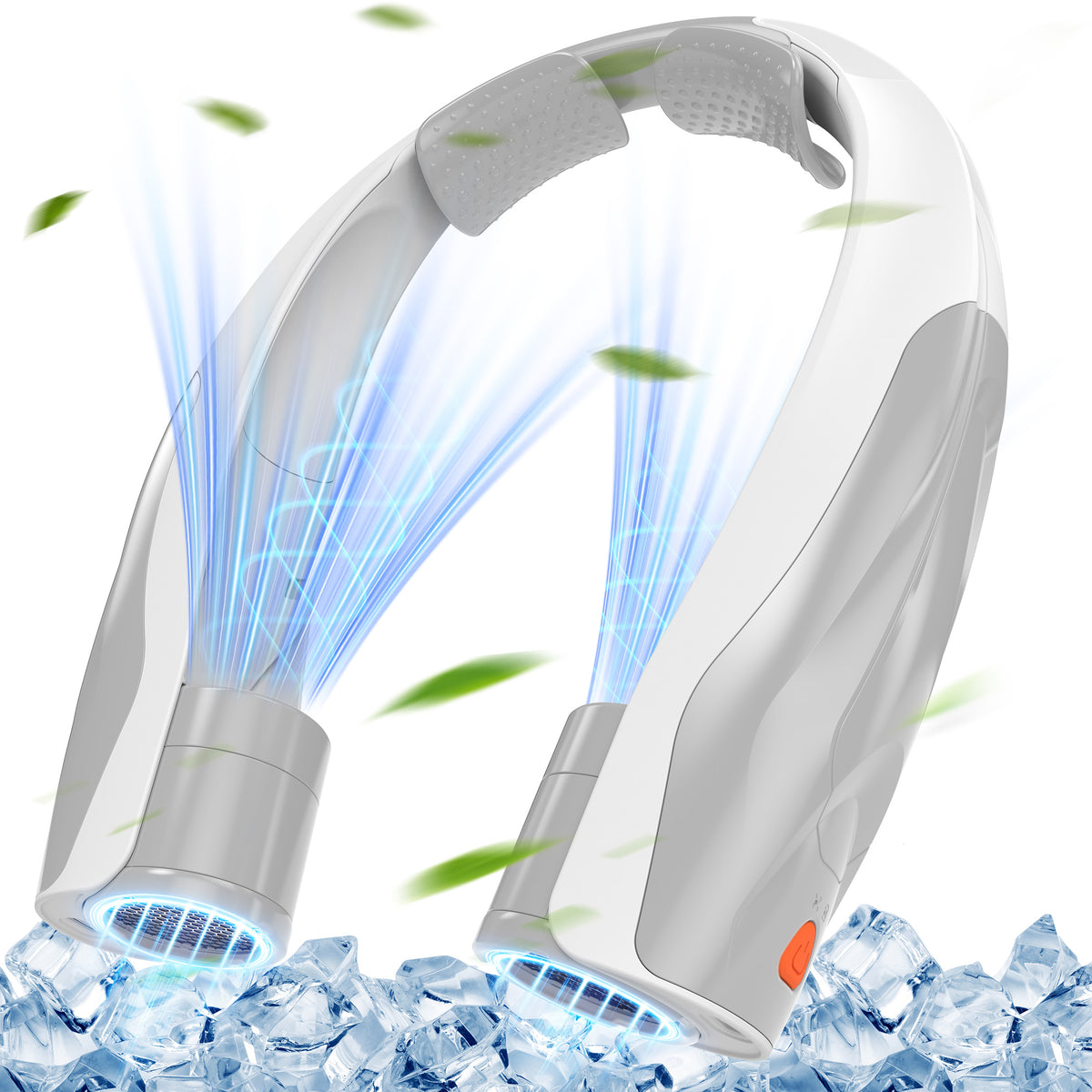 SIMWAL 6000mAh Neck Fan, 30H Runtime 6 Speeds 360° Airflow, USB Rechargeable Personal Fan & Wearable Fan for Camping Travel Beach Outdoor Sports, White
