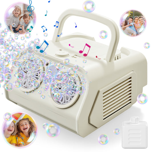 KOPPOP Upgraded Bubble Machine, Automatic Bubble Blower for Kids with 85ml Bubble Solution and Rechargeable Battery, 20000+ Bubbles Per Minute Indoor Outdoor Toy for Birthday Party, White