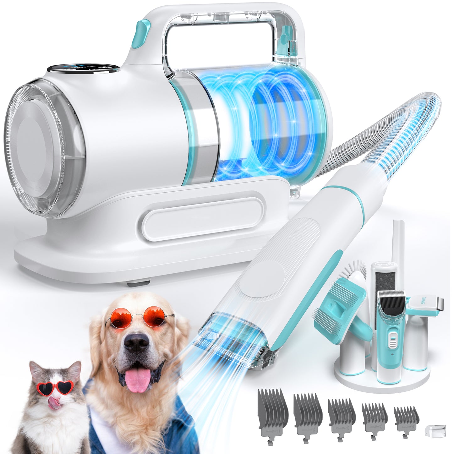 Dog Grooming Kit Vacuum, 6 in 1 Pet Grooming Vacuum, 11KPA Dog Clippers for Grooming, Dog Vacuum for Shedding Grooming, Suction 99% Dog Hair, Low Noise Pet Vacuum Grooming Kit for Dog Cat