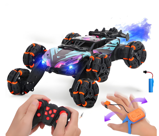 KOPPOP 6-Wheel Gesture Sensing Remote Control Stunt Car Toy, Hand Controlled RC Cars for Boys Age 6-14 Years Old, Cool Birthday Gift Ideas for Kids（purple）