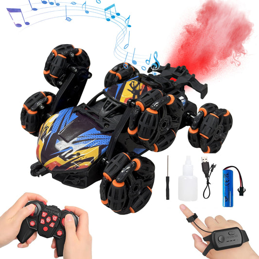 KOPPOP 6-Wheel Gesture Sensing Remote Control Stunt Car Toy, Hand Controlled RC Cars for Boys Age 6-14 Years Old, Cool Birthday Gift Ideas for Kids（yellow）