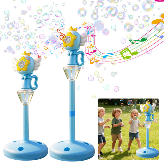 KOPPOP Garden Bubble Machine, LED Musical Lawn Lamp & Rechargeable Battery, Adjustable Height Outdoor Party Bubble Blower for Outdoor Decor(Blue)