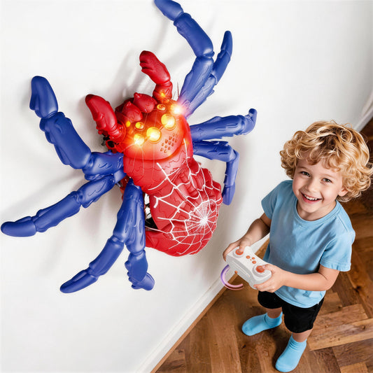KOPPOP RC Wall Climbing Spider Toy, Rechargeable Remote Control Robot with Vacuum Suction, 360° Rotation, Wall & Ground Crawling, Gift for 3+ Year Old Boys Girls,red