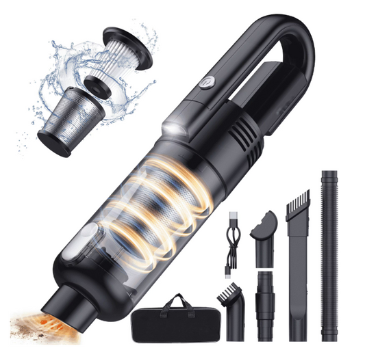 SIMWAL Mini Handheld Vacuum,7500PA Powerful Suction Car Vacuum Cleaner Cordless, Portable Rechargeable Hand Held Vacuum with LED Display Multiple Accessories for Home Office and Pet Hair Cleaning