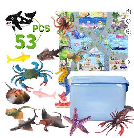 KOPPOP Sea Ocean Animal, 26PCS Figure Sea Creatures Model Toys Sets, Baby Bath Toys and Realistic Plastic Pool Party Toys, for Kids with Turtle Octopus Shark