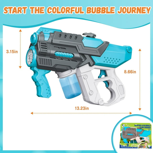 Upgraded 2 in 1 Water Gun & Bubble Guns for Kids, Electric Bubble Maker & Water Squirt Toys with 550ml Water Tank for Toddlers Gift, Outdoor Toys for Kids Ages 4-8-12, Blue