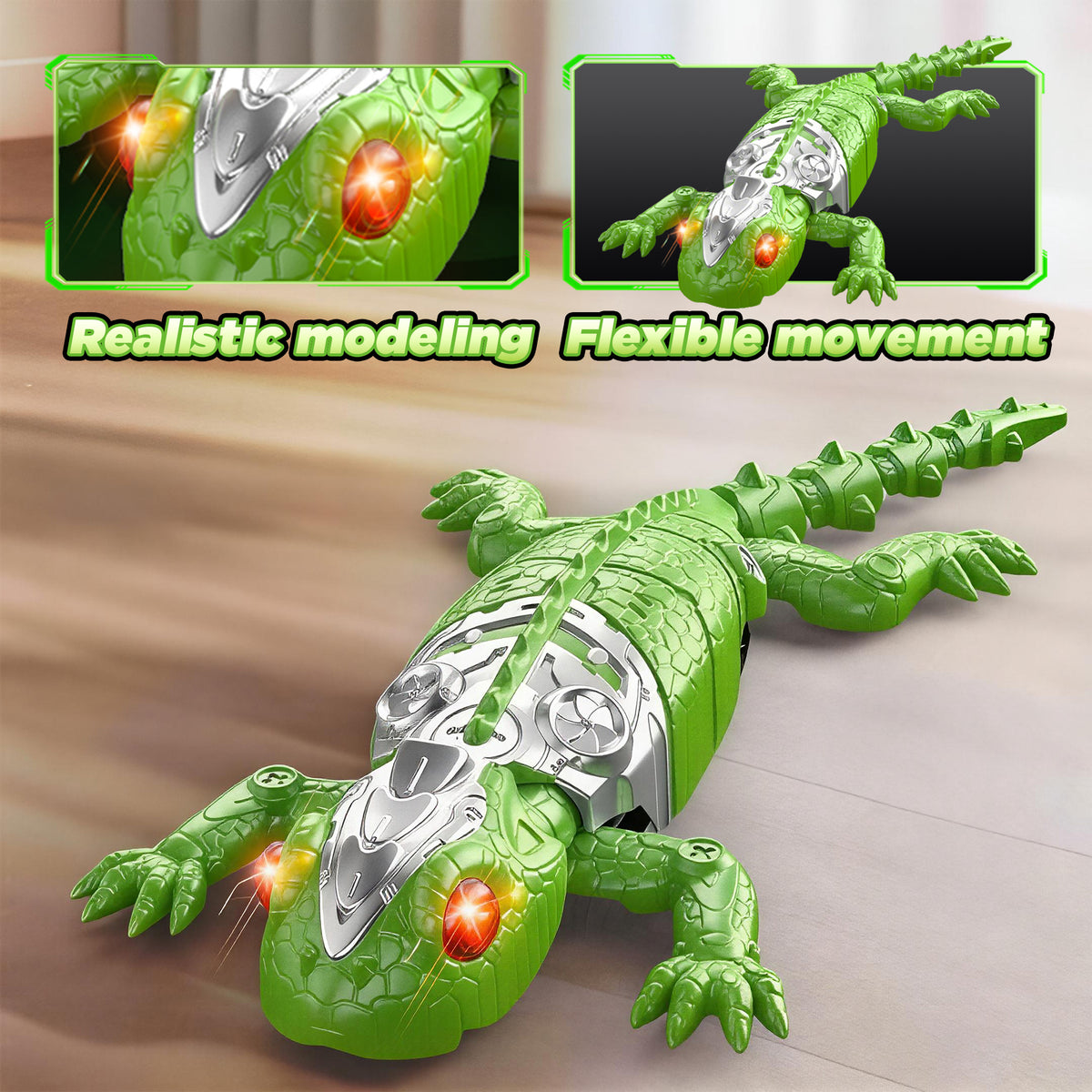 KOPPOP Remote Control Wall Climbing Robot, Rechargeable RC Suction Crawler Toy with 360° Rotation & Dual Play Mode,  Lizard ，Fun Gift for Kids Boys Girls Age 3+ (Green)