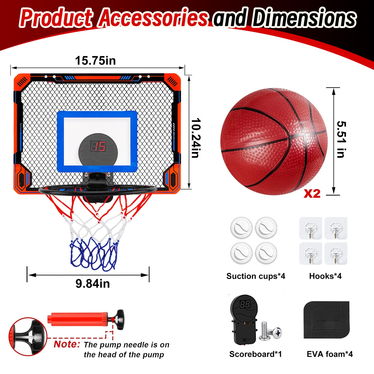 KOPPOP Hoop Basketball Set, Over the Door Basketball Hoop for Kids,Includes Mini Ball and Scoreboard, Kids Basketball Toy Gifts for Kids Boys Teens