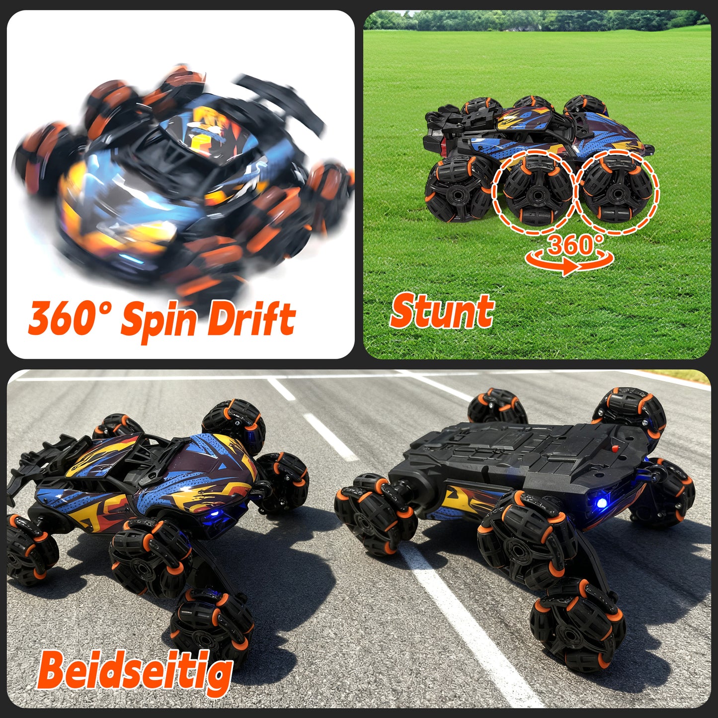 KOPPOP 6-Wheel Gesture Sensing Remote Control Stunt Car Toy, Hand Controlled RC Cars for Boys Age 6-14 Years Old, Cool Birthday Gift Ideas for Kids（yellow）