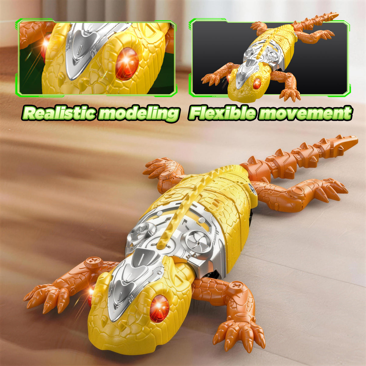 KOPPOP Remote Control Wall Climbing Robot, Rechargeable RC Suction Crawler Toy with 360° Rotation & Dual Play Mode,  Lizard ，Fun Gift for Kids Boys Girls Age 3+ (Yellow）)