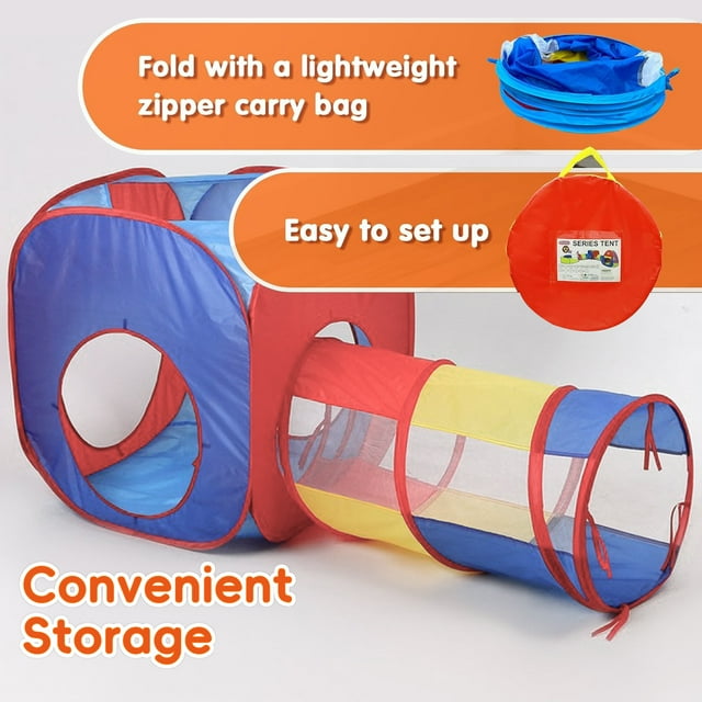 YoYFUN Play Tent and Tunnel ， 4 in 1 Play Tent Jungle Gym For Kids Play House Ball Pit 2 Tents & 2 Crawl Tunnels Indoor Outdoor Toy Tent Colorful Gift For Toddlers