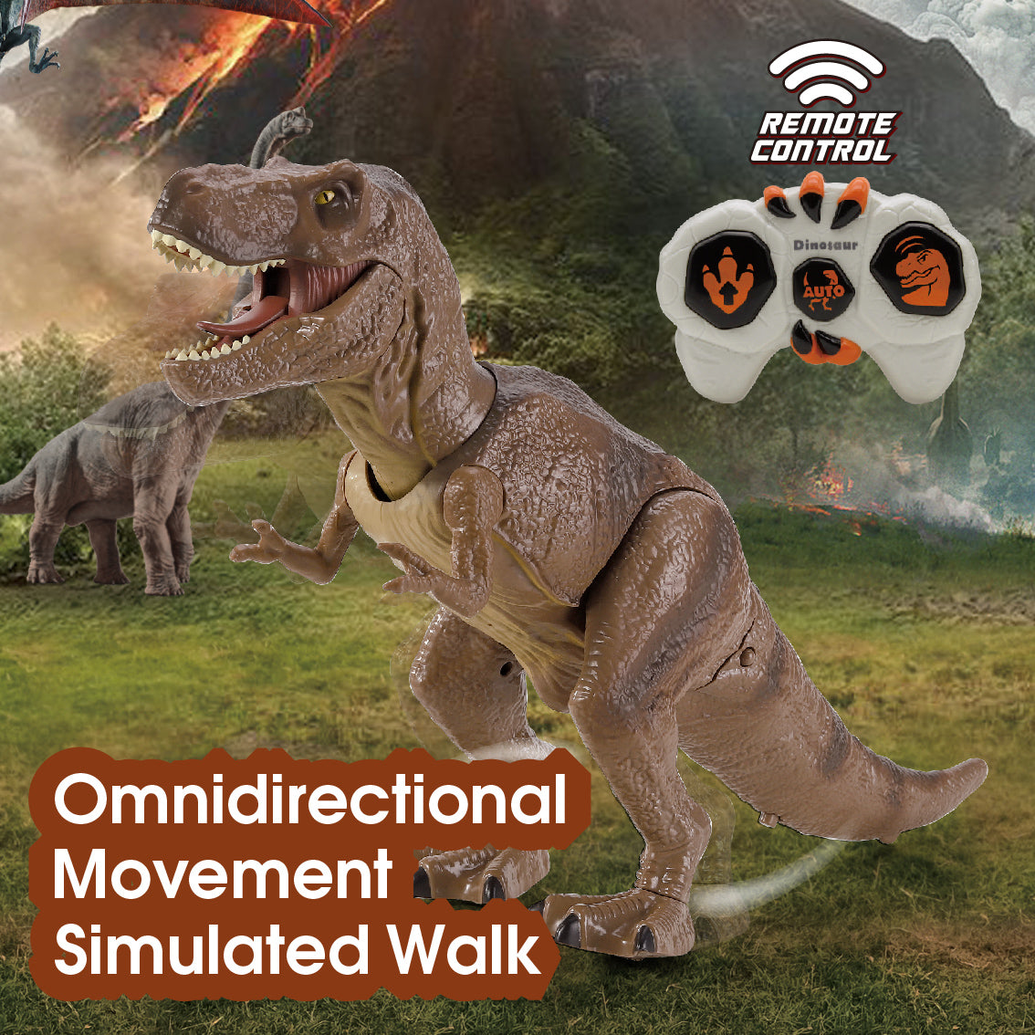 KOPPOP IR Remote Control T-Rex Dinosaur, Easy-Use Electric Walking Dinosaur Toy for Kids, Simple & Fun Robot Gift for Boys Girls Ages 3 and Up
