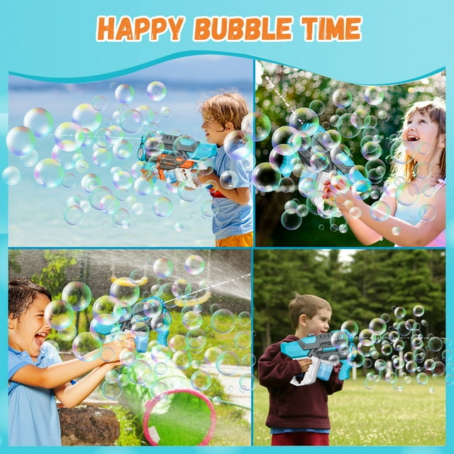 Upgraded 2 in 1 Water Gun & Bubble Guns for Kids, Electric Bubble Maker & Water Squirt Toys with 550ml Water Tank for Toddlers Gift, Outdoor Toys for Kids Ages 4-8-12, Blue