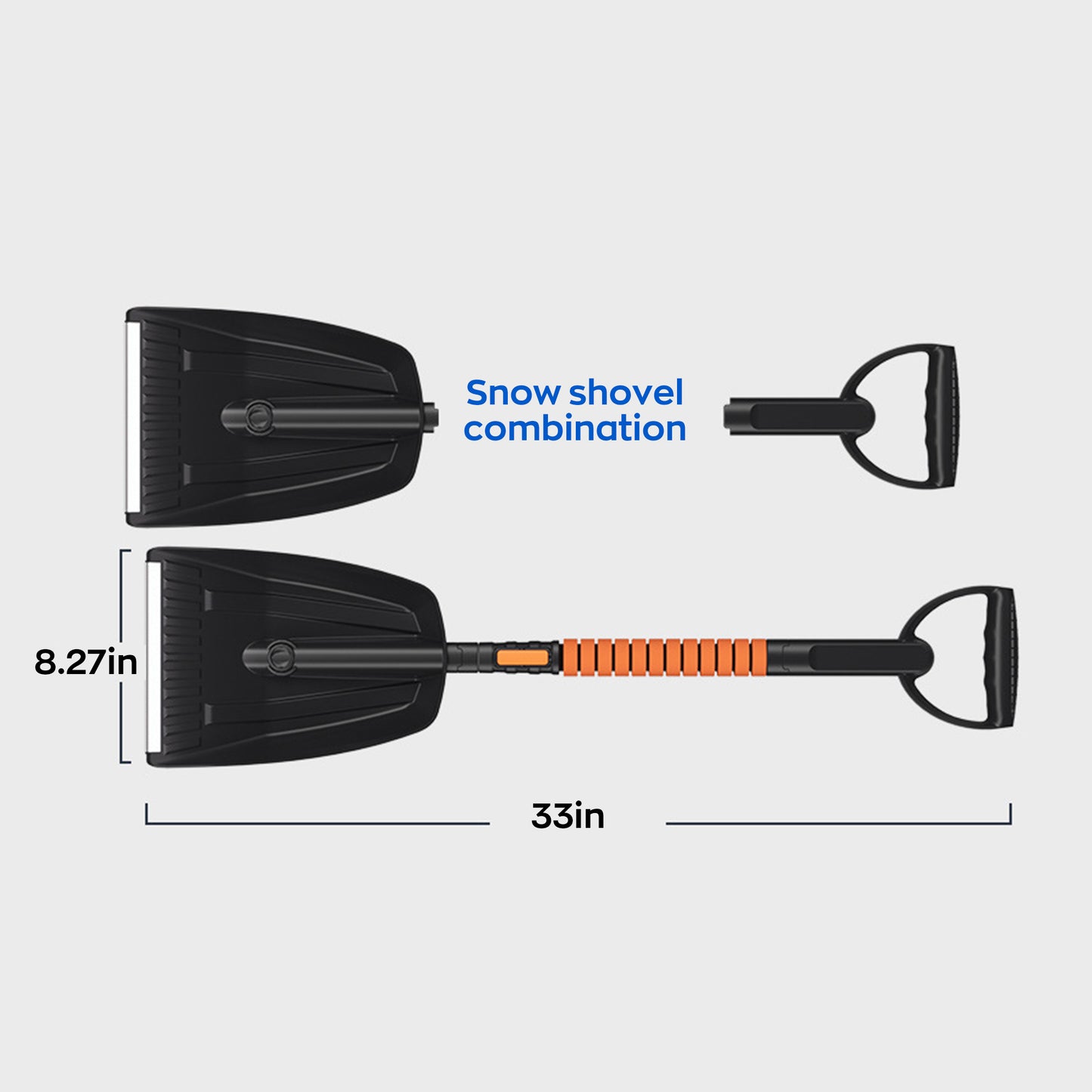 EVLIVE 5-in-1 Snow Brush with Rotating Telescoping Design, Detachable Car Snow Removal Tool with Silicone Squeegee and Upgraded Tempered Shovel