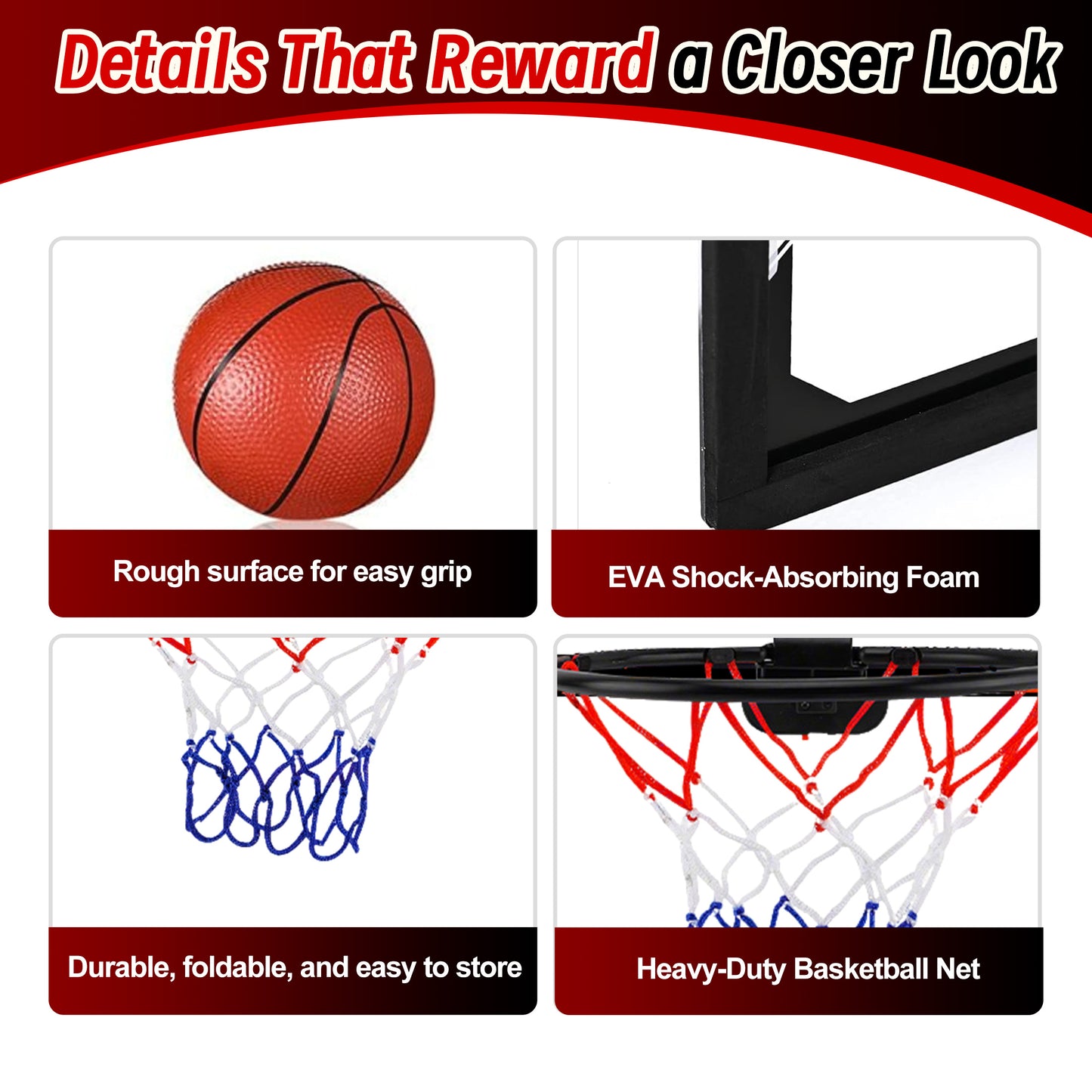 KOPPOP Hoop Basketball Set, Over the Door Basketball Hoop for Kids,Includes 3 Mini Balls, Kids Basketball Toy Gifts for Kids Boys Teens