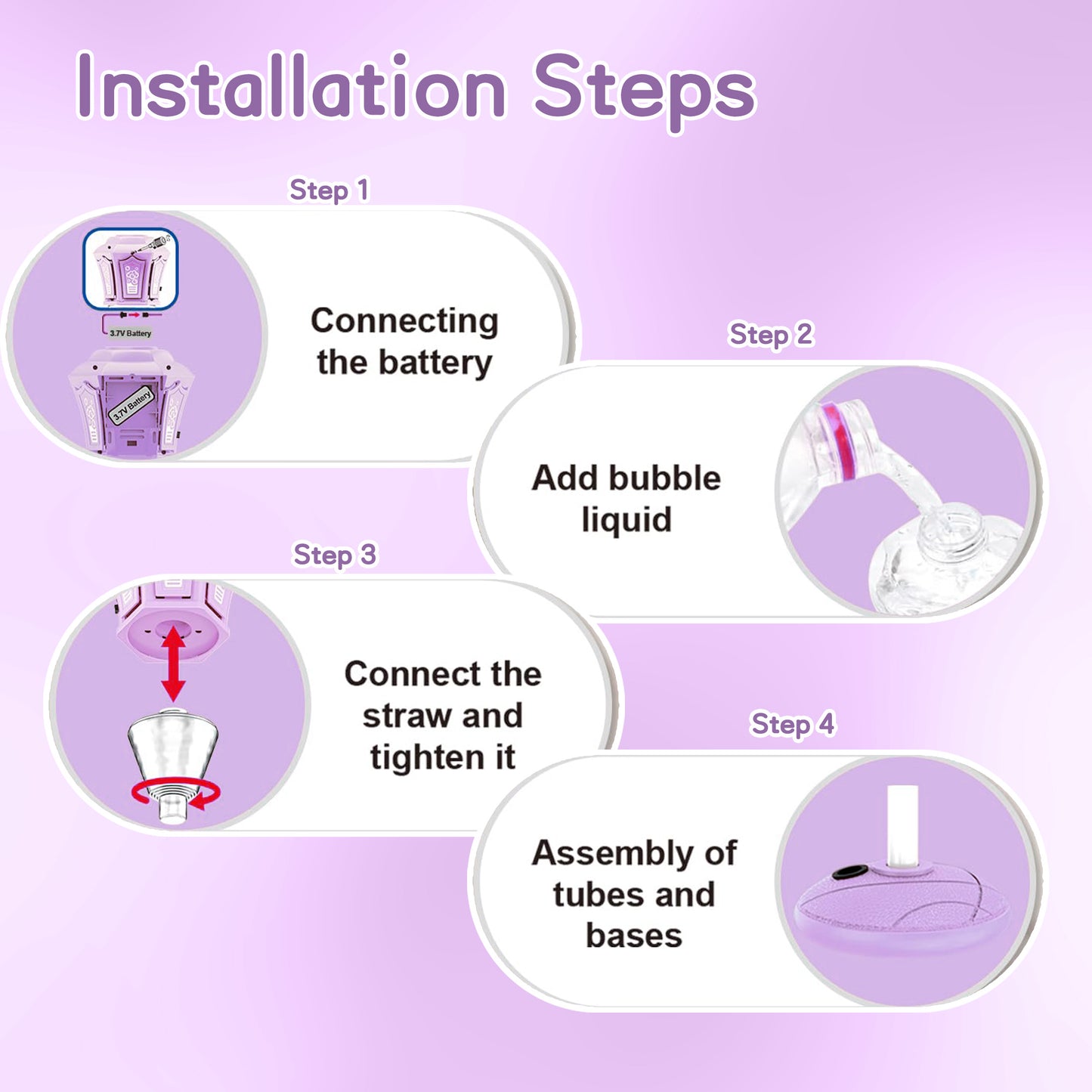 KOPPOP Garden Bubble Machine, LED Musical Lawn Lamp with Remote Control & Rechargeable Battery, Adjustable Height Outdoor Party Bubble Blower for Kids Birthday Gifts (Purple)