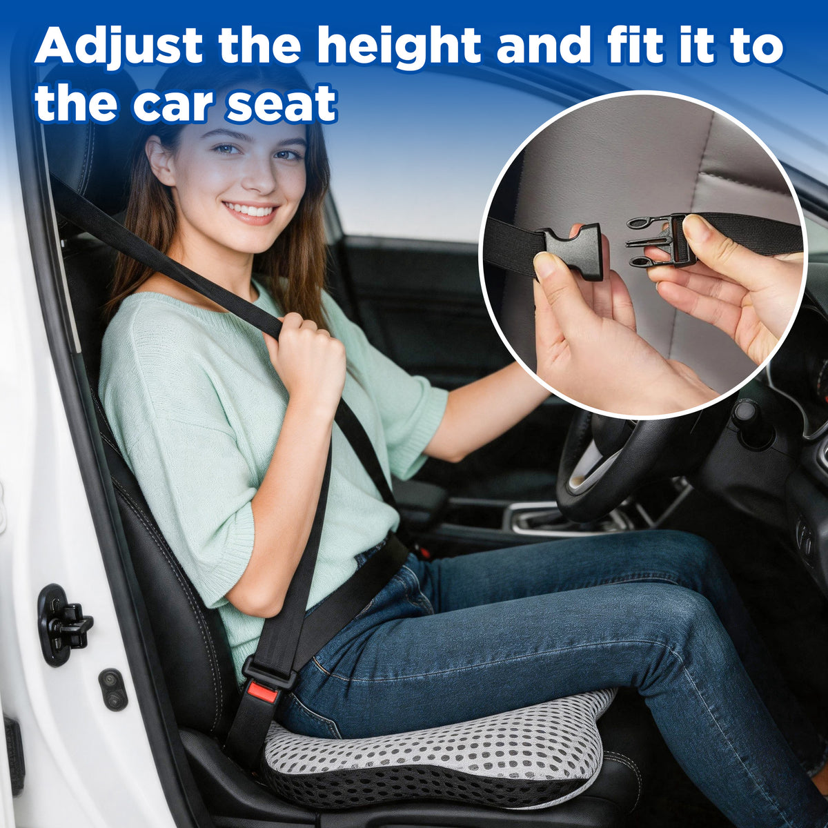 EVLIVE Car Seat Cushion,Booster Pillow for Driving,Memory Foam Seat Pad,Non-Slip for Height & Comfort,Gray