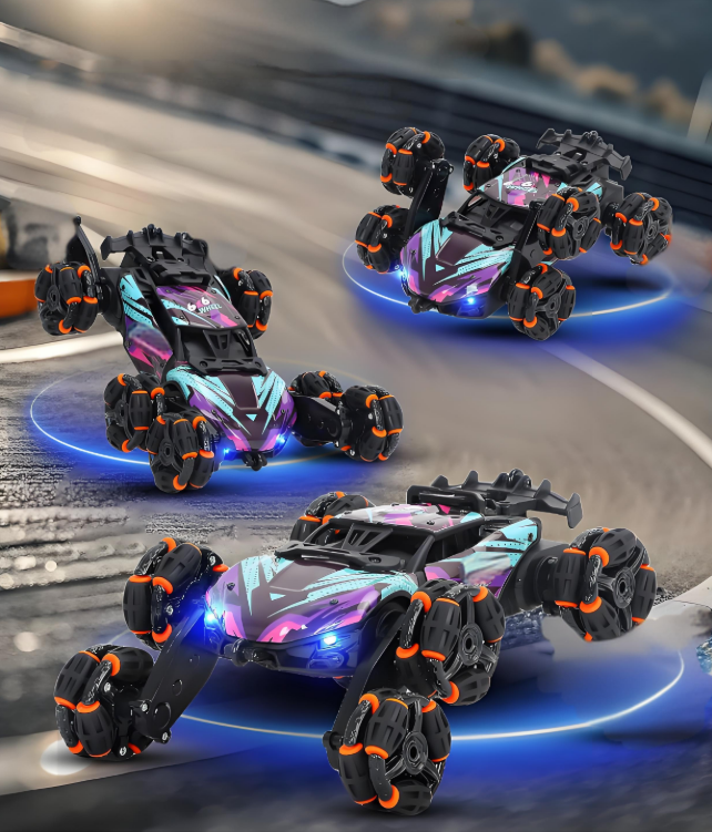 KOPPOP 6-Wheel Gesture Sensing Remote Control Stunt Car Toy, Hand Controlled RC Cars for Boys Age 6-14 Years Old, Cool Birthday Gift Ideas for Kids（purple）