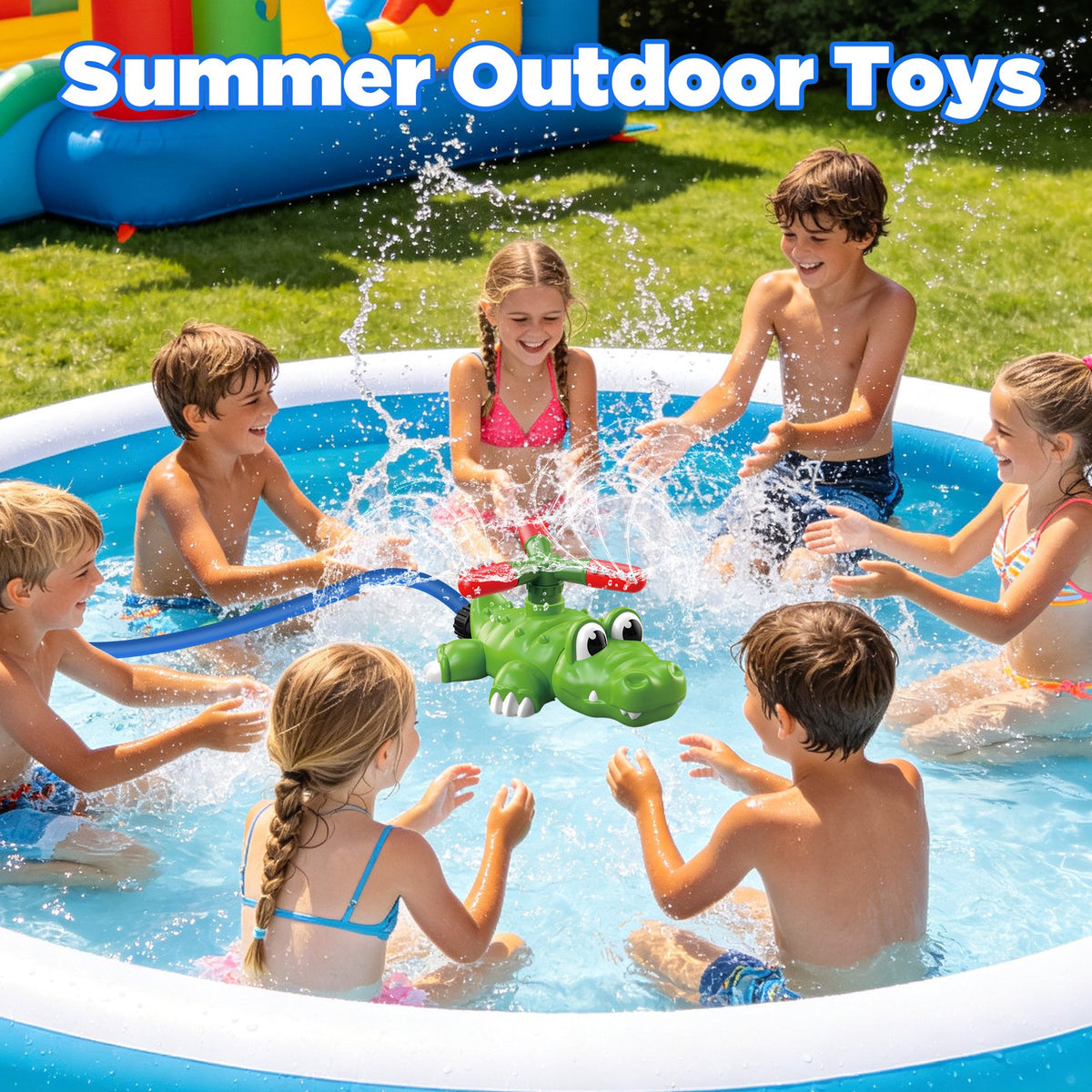 KOPPOP 3-in-1 Kids Water Sprinkler Toy,Sprinkler Ball Toys, Crocodile Splash Set for Backyard  Lawn Sprinkler Outdoor Water Games for Toddlers Boys Girls Ages 3-8