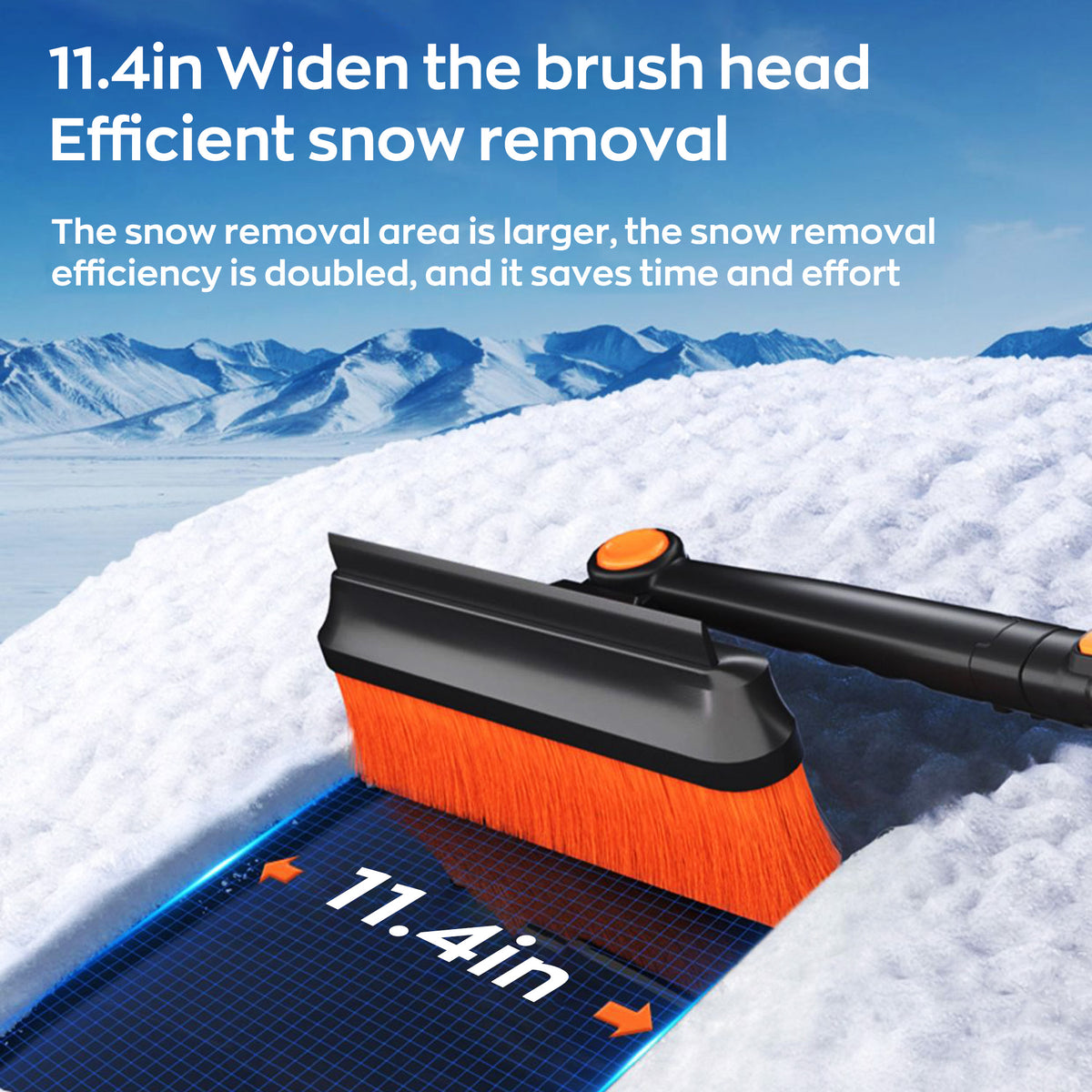 EVLIVE 3-in-1 Rotating Telescoping Snow Brush, with Silicone Squeegee & Heavy-Duty Ice Scraper, Extendable Car Snow Brush (33-39 Inches)