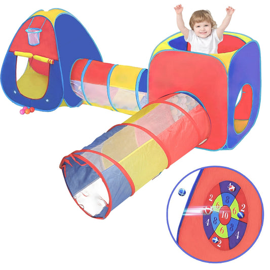 KOPPOP Play Tent and Tunnel ， 4 in 1 Play Tent Jungle Gym For Kids Play House Ball Pit 2 Tents & 2 Crawl Tunnels Indoor Outdoor Toy Tent Colorful Gift For Toddlers