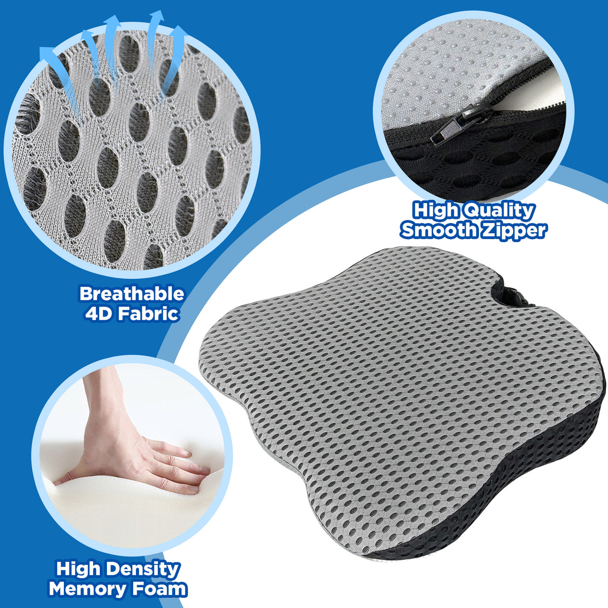 EVLIVE Car Seat Cushion,Booster Pillow for Driving,Memory Foam Seat Pad,Non-Slip for Height & Comfort,Gray