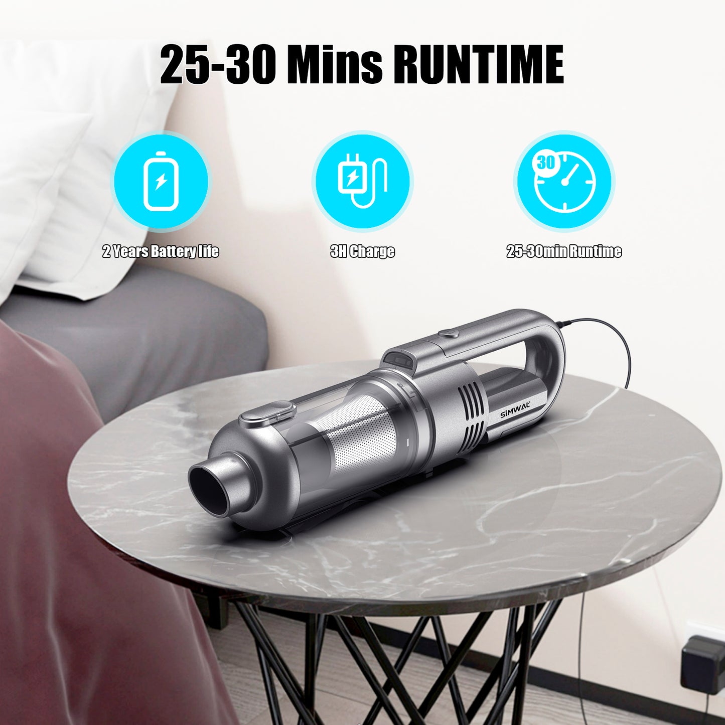 Hioha Mini Handheld Vacuum,7500PA Powerful Suction Car Vacuum Cleaner Cordless, Portable Rechargeable Hand Held Vacuum with LED Display Multiple Accessories for Home Office and Pet Hair Cleaning