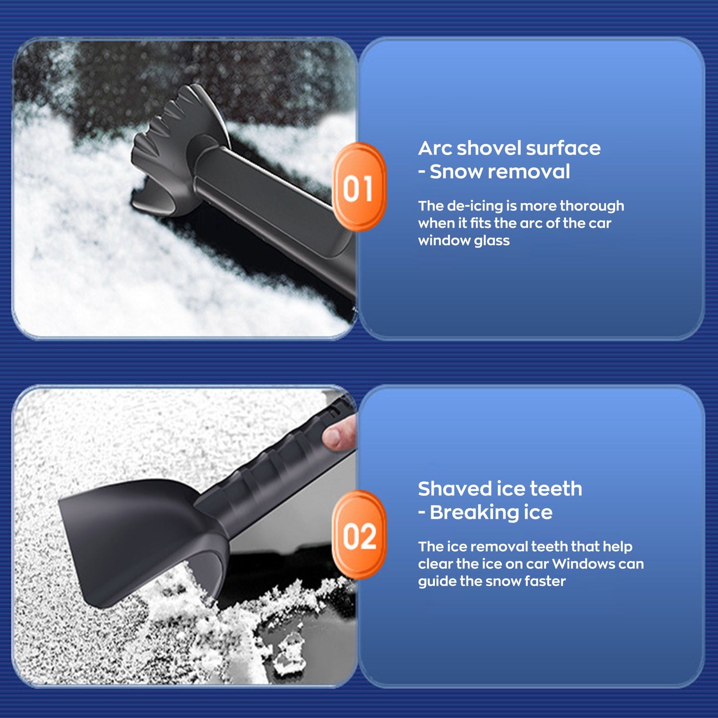 EVLIVE 5-in-1 Snow Brush with Rotating Telescoping Design, Detachable Car Snow Removal Tool with Silicone Squeegee and Upgraded Tempered Shovel