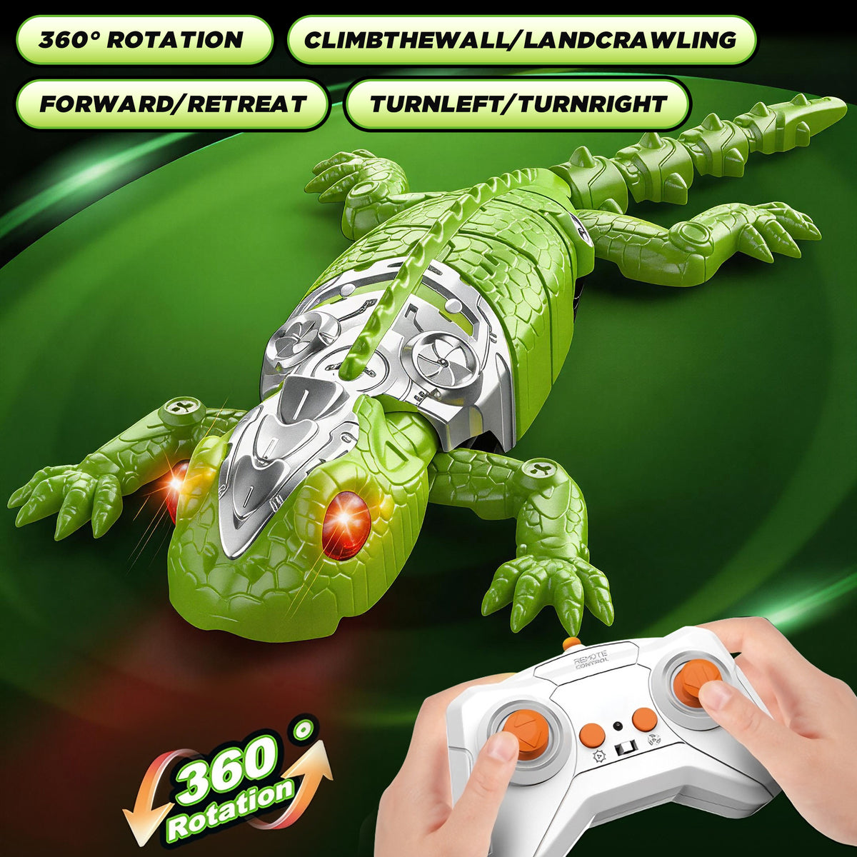 KOPPOP Remote Control Wall Climbing Robot, Rechargeable RC Suction Crawler Toy with 360° Rotation & Dual Play Mode,  Lizard ，Fun Gift for Kids Boys Girls Age 3+ (Green)