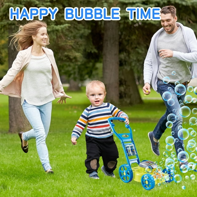 YoYfun Bubble Lawn Mower，Toys Bubble Machine  Toddler Bubble Toy Summer Outdoor Toys Games, Bubble Mover Push Toy for Age 1 2 3 4 Year Old Preschool Kid Boys Girls Birthday-Blue