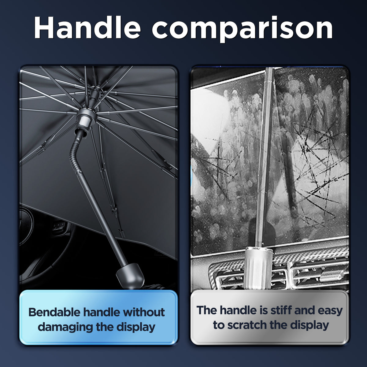 EVLIVE Car Windshield Sunshade,Car Shade Umbrella,Extra Wide 58"×36",UPF50+ Blocks 99% UV Rays, Umbrella Sunshade for Car, Fit for Compact Sedan/SUV/Hatchback/Mini EV/Older Scooter