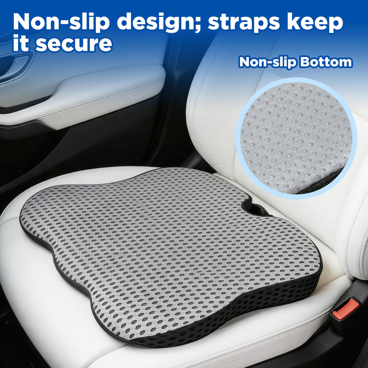 EVLIVE Car Seat Cushion,Booster Pillow for Driving,Memory Foam Seat Pad,Non-Slip for Height & Comfort,Gray