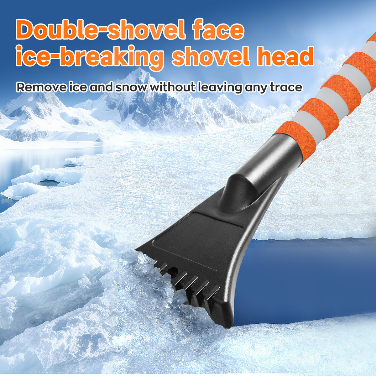 EVLIVE Telescoping Snow Brush and Ice Scraper 2-in-1, with 9" Extra-Wide Dense Bristles & EVA Non-Slip Grip, Extendable Car Snow Brush (30-37 Inches)