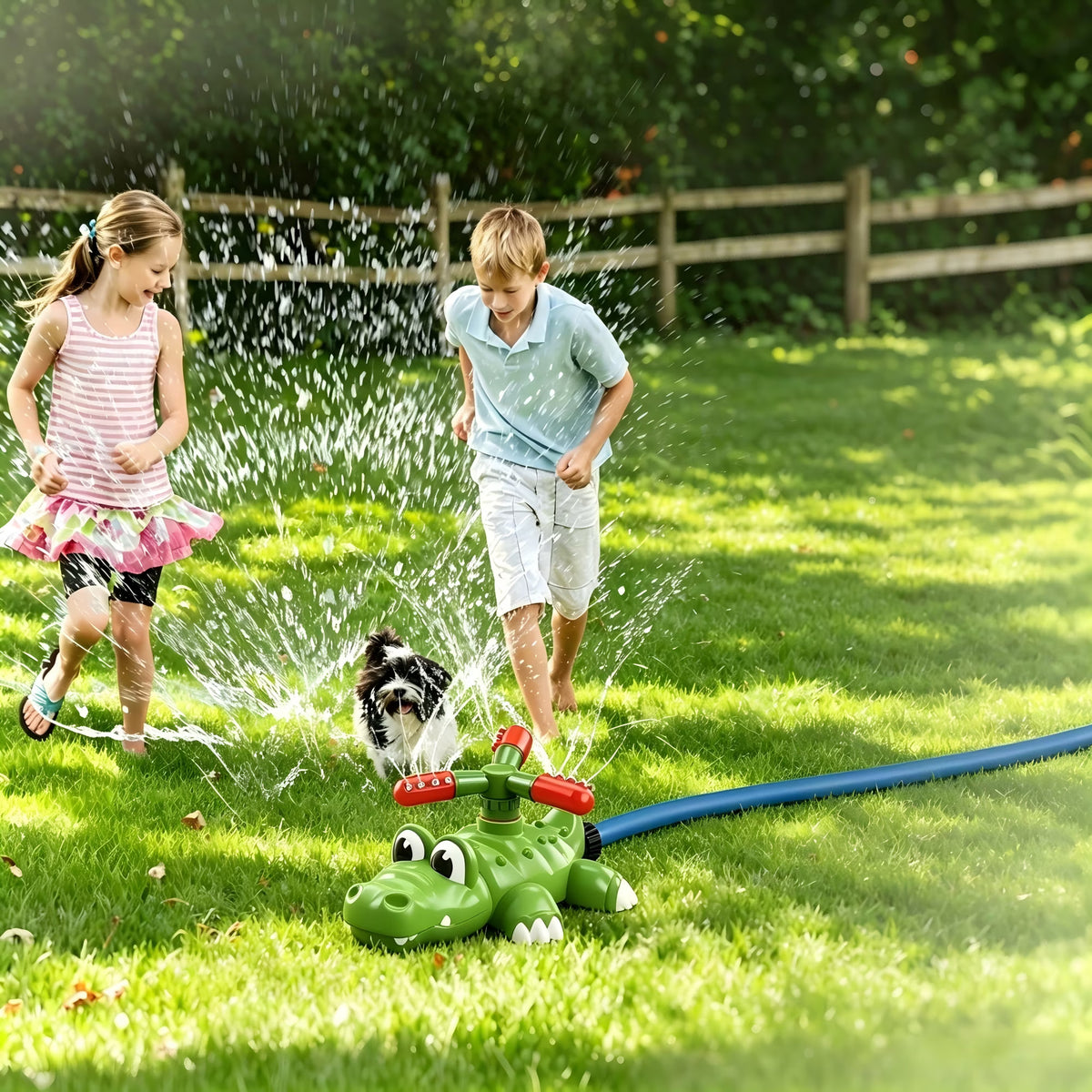 KOPPOP 3-in-1 Kids Water Sprinkler Toy,Sprinkler Ball Toys, Crocodile Splash Set for Backyard  Lawn Sprinkler Outdoor Water Games for Toddlers Boys Girls Ages 3-8