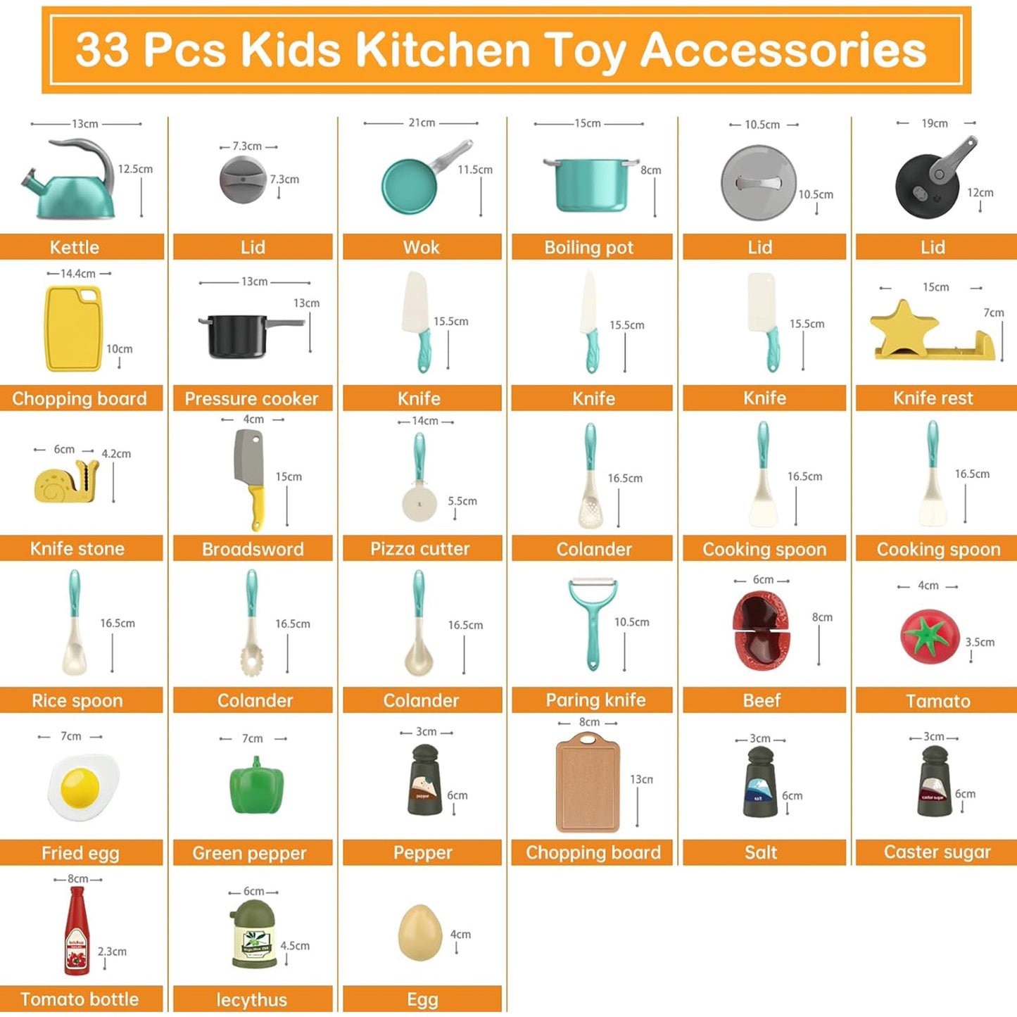 YoYFUN Kids Kitchen Toy Accessories, Kitchen Playset, Play Food, Pretend Cooking Toy set with Pots, Pans, Utensils Cookware Toys, Play Kitchen for Toddlers