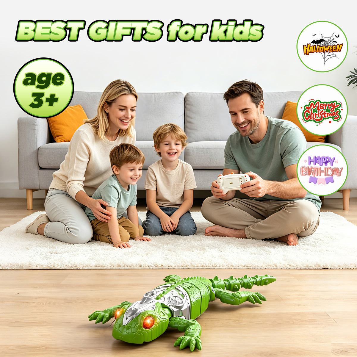 KOPPOP Remote Control Wall Climbing Robot, Rechargeable RC Suction Crawler Toy with 360° Rotation & Dual Play Mode,  Lizard ，Fun Gift for Kids Boys Girls Age 3+ (Green)