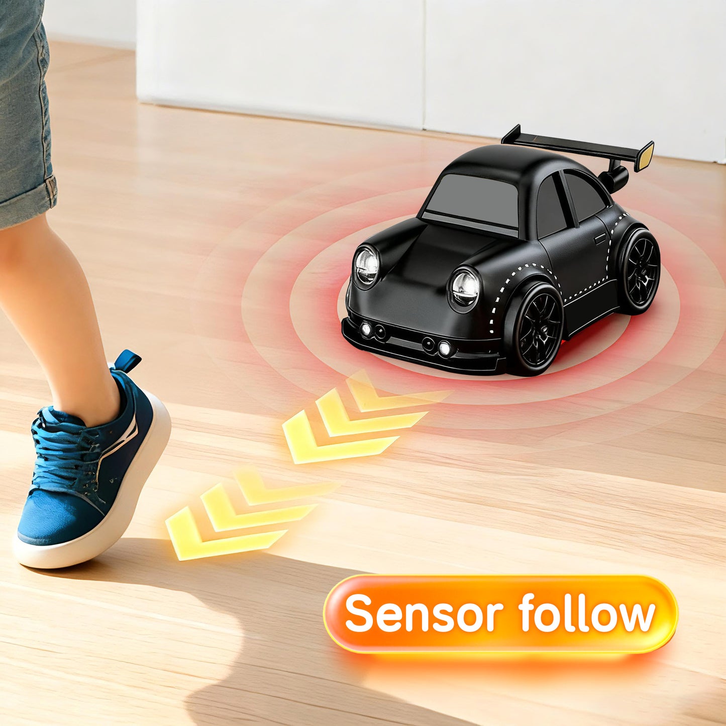 KOPPOP 1:24 Scale Remote Control Drift Car, 3 Modes with 360° Spin & LED Lights, 2.4GHz Rechargeable RC Vehicle (Black)