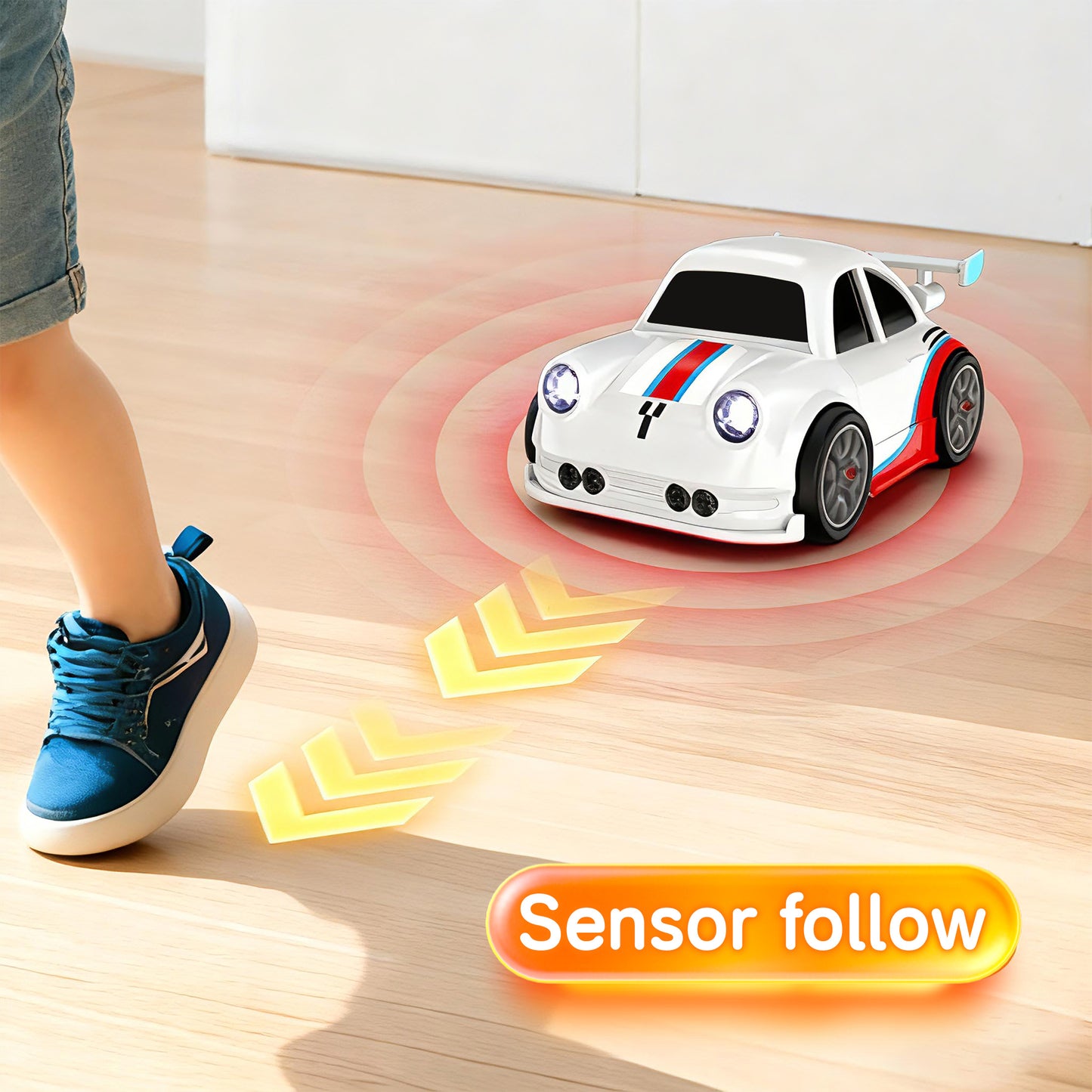 KOPPOP 1:24 Scale Remote Control Drift Car, 3 Modes with 360° Spin & LED Lights, 2.4GHz Rechargeable RC Vehicle(White)