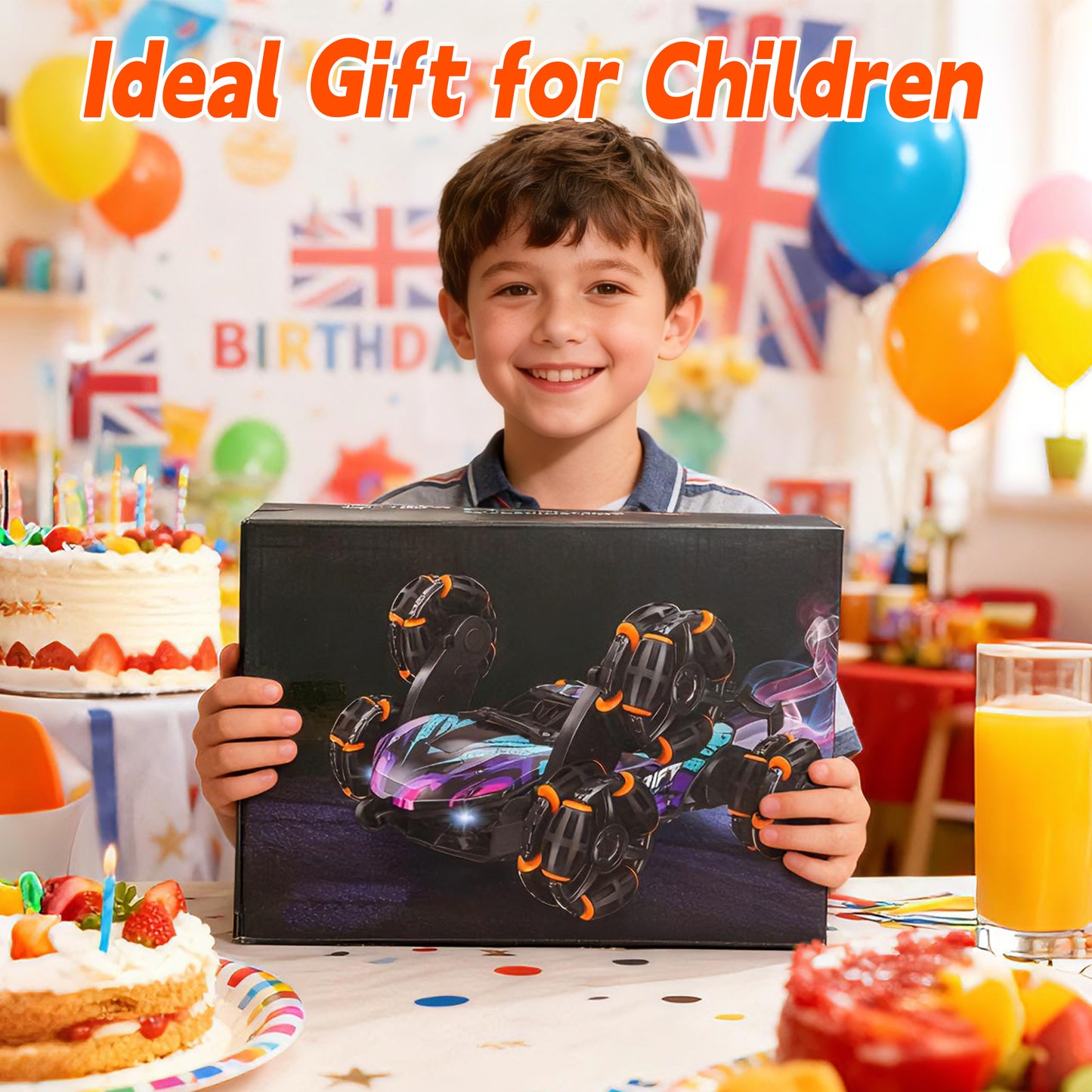 KOPPOP 6-Wheel Gesture Sensing Remote Control Stunt Car Toy, Hand Controlled RC Cars for Boys Age 6-14 Years Old, Cool Birthday Gift Ideas for Kids（yellow）