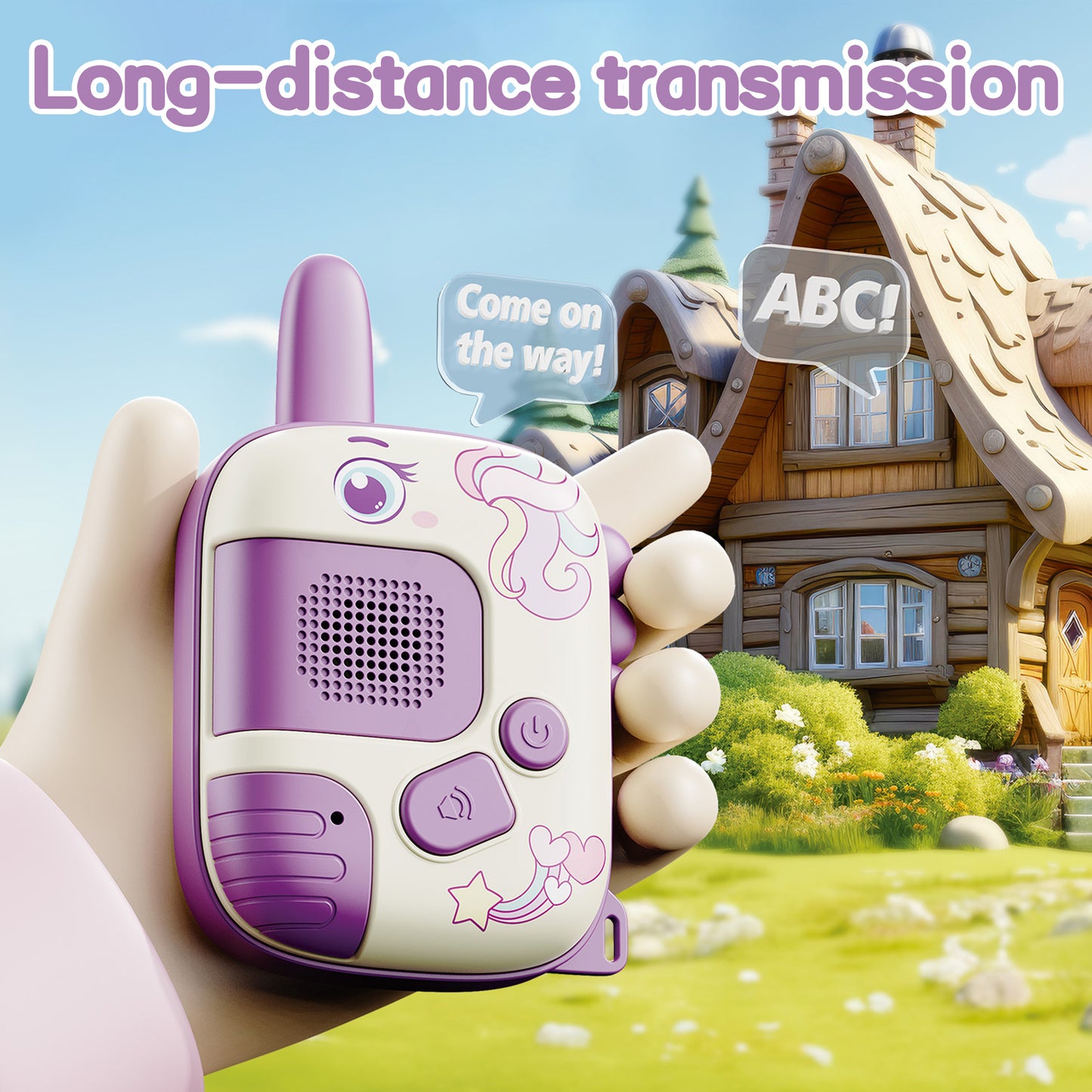 KOPPOP 2-Pack Walkie Talkies for Kids , Toy Phones for Toddlers Ages 3-6, for Long Range Outdoor Camping Hiking and Backyard Play(Pink & Purple)